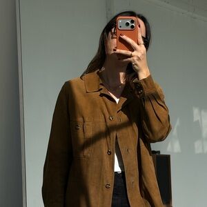 Tan Suede Leather Utility Jacket